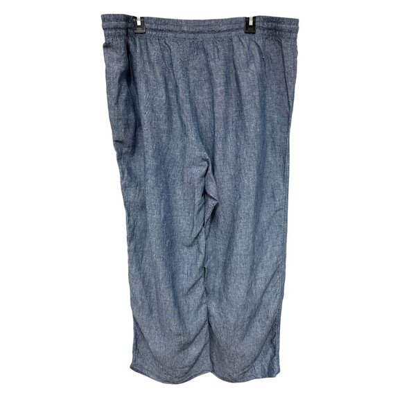 L.L. Bean Women's Plus Size 20 W 100% Linen Wide Leg Pull-on Pants Chambray Blue - Picture 3 of 8